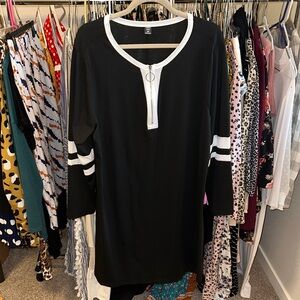 SHEIN curve Black and White Zip-Up Dress